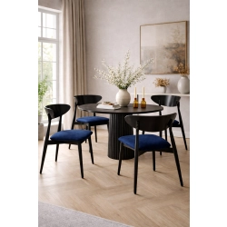 Krzesło KR-17 Kolor Granatowy Kolor Drewna Czarny